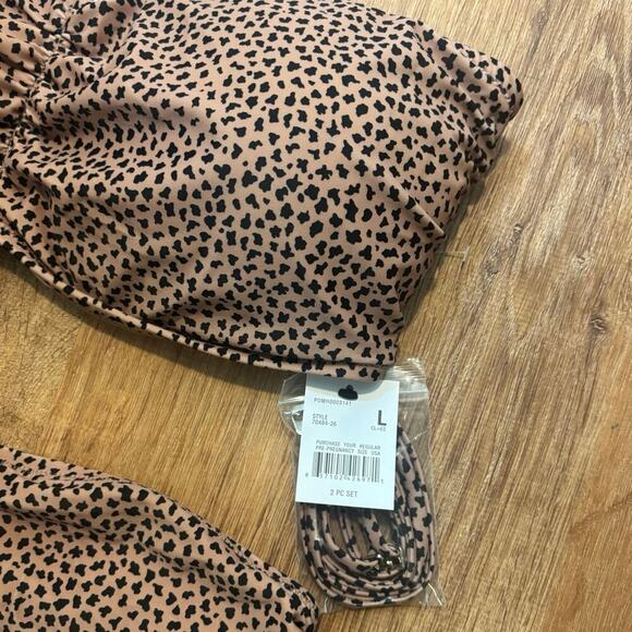 NWT A Pea In The Pod Maternity Cheetah Convertible Two Piece Swimsuit Size L - Picture 2 of 7